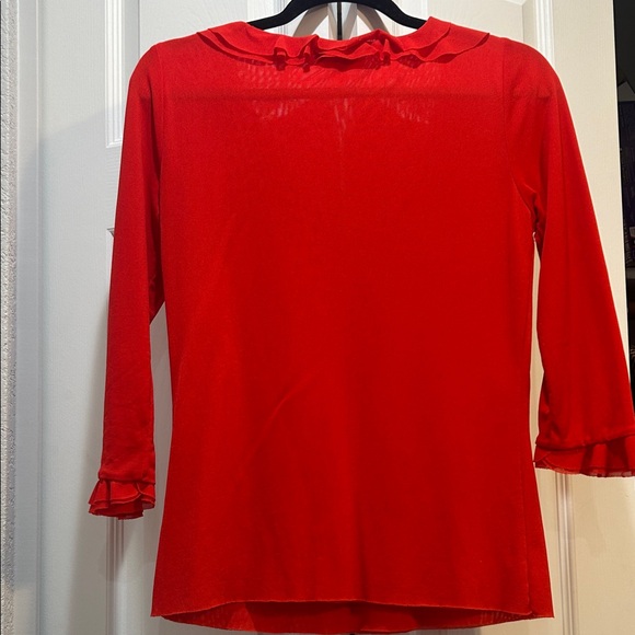 Red Ruffled V-Neck Top - Picture 4 of 4